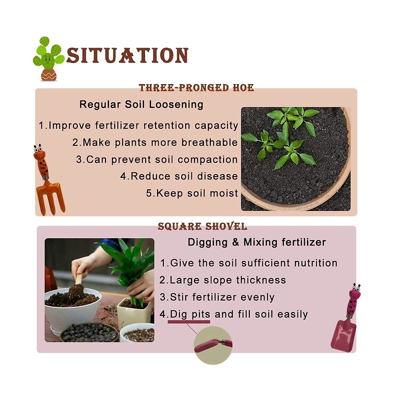 Xdovet Metal Garden Hand Tools Set Shovel Planting Digging 4pieces