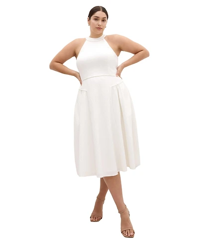 City Chic Plus Halter Jacquard A-Line Midi Dress