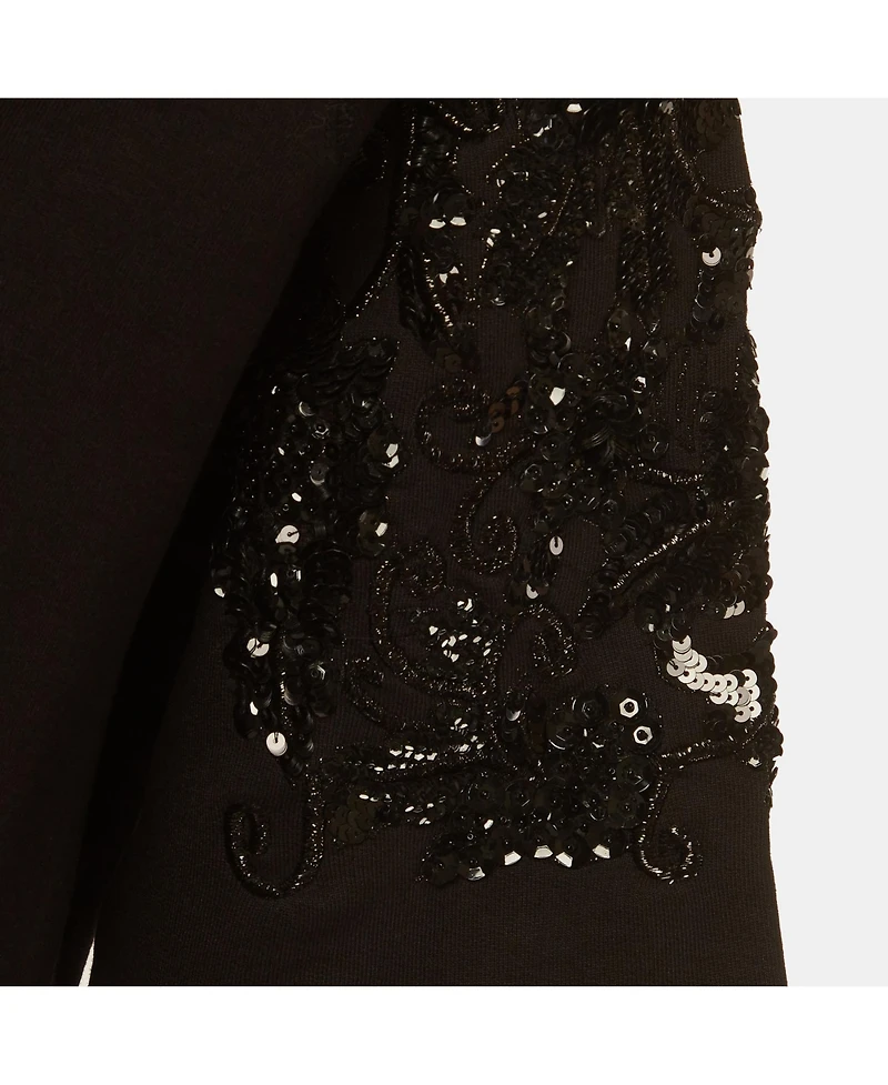 Pre-Owned Dries Van Noten Women's Sequin Embellished French Terry T-Shirt Dress