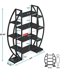 Tribesigns 5-Tier Oval Bookshelf with Industrial Frame