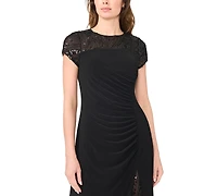 Msk Petite Split Sleeve Overlay Max Sequin Side-Slit Dress