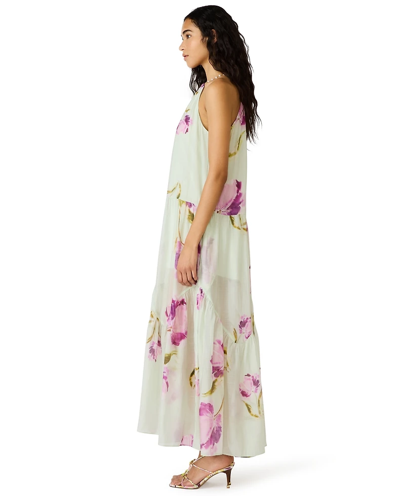 Steve Madden Juniors' Jamie Floral-Print Halter Tiered Dress