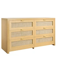 Slickblue 6 Drawer Rattan Dresser with Storage for Bedroom and Hallway