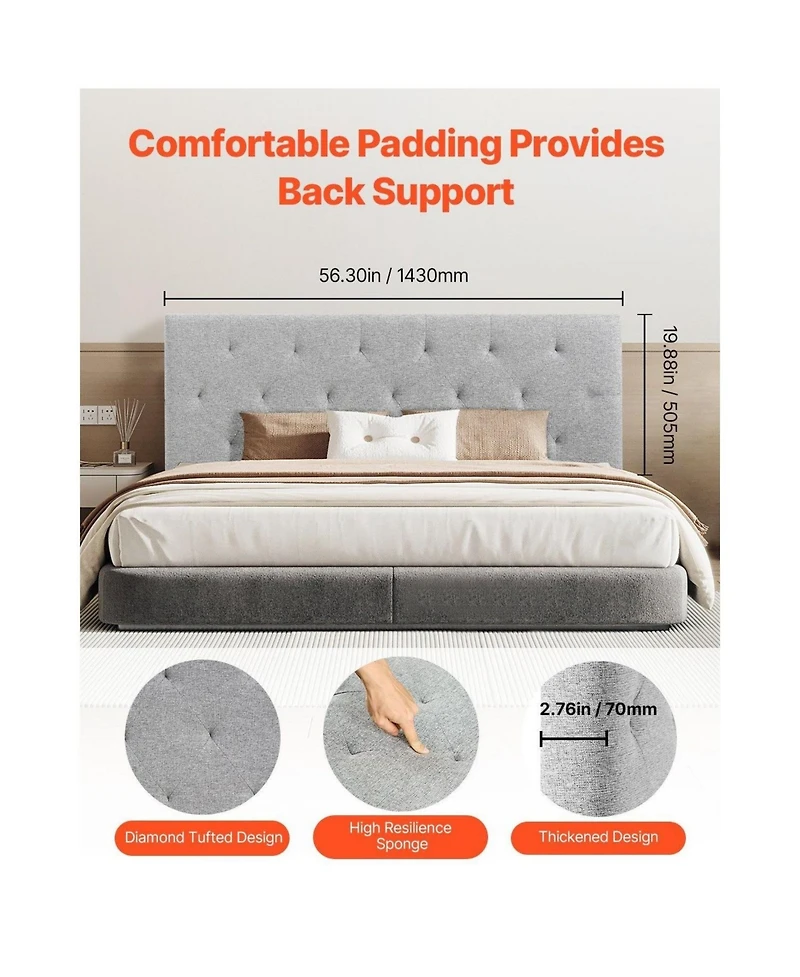 Slickblue Upholstered Full Size Bed Headboard with Adjustable Height for Bedroom, Hotel, and Dormitory