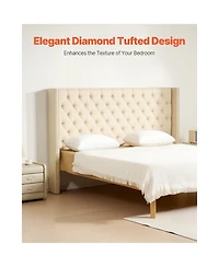 Slickblue King Size Bed Headboard with Padded Diamond Tufting and Adjustable Height Design