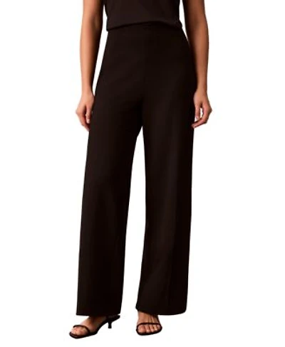 Calvin Klein Womens High Waist Straight Leg Pull On Pants