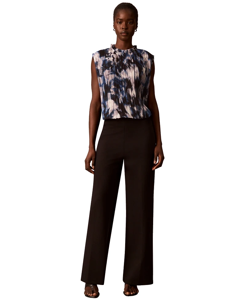 Calvin Klein Women's Mock Neck Sleeveless Printed Blouse