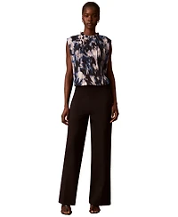 Calvin Klein Women's Mock Neck Sleeveless Printed Blouse