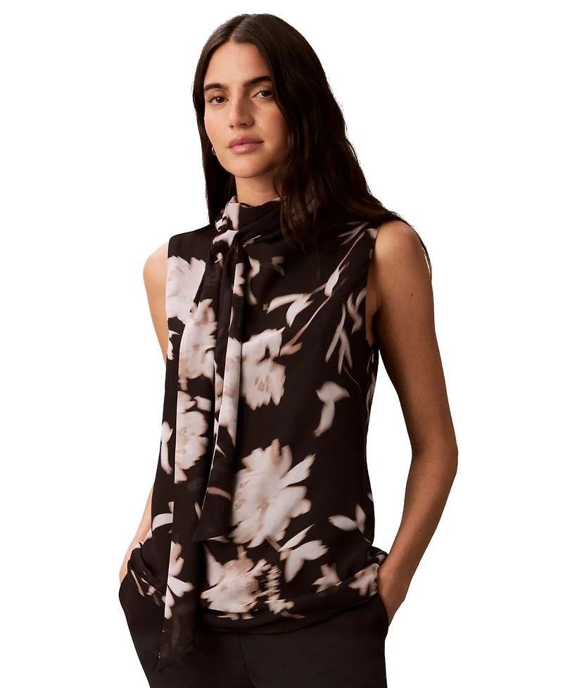 Calvin Klein Women's Sleeveless Scarf Neck Top