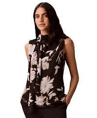 Calvin Klein Women's Sleeveless Scarf Neck Top