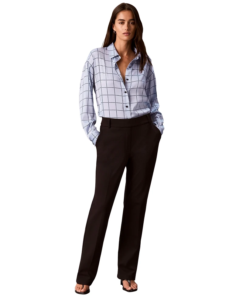 Calvin Klein Women's Plaid Long-Sleeve Button-Up Shirt