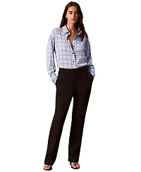 Calvin Klein Women's Plaid Long-Sleeve Button-Up Shirt
