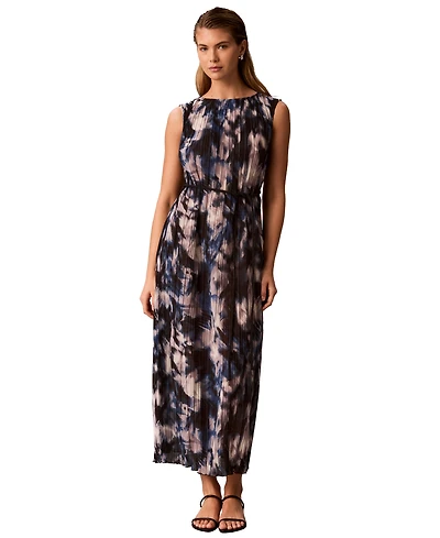 Calvin Klein Women's A-Line Sleeveless Printed Midi Dress