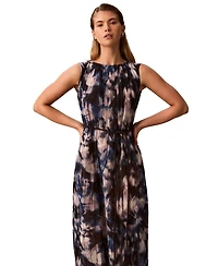 Calvin Klein Women's A-Line Sleeveless Printed Midi Dress