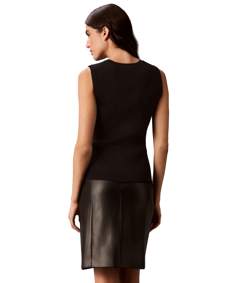Calvin Klein Women's Ribbed Crewneck Sleeveless Tank