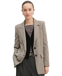Emme Marella Women's Straight-Fit Plaid Long-Sleeve Lapel Collar Blazer