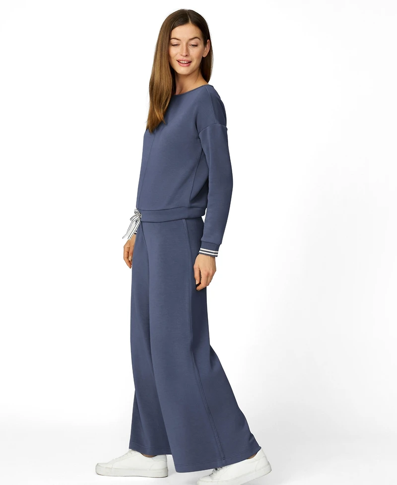 Cable & Gauge Women's Boat Neck Top and Wide Leg Pant Lounge Set