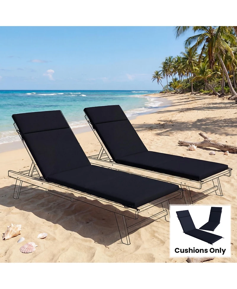 Outsunny Outdoor Chaise Lounge Cushions Set of 2 with Ties,