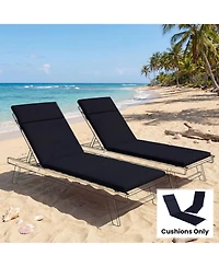 Outsunny Outdoor Chaise Lounge Cushions Set of 2 with Ties,