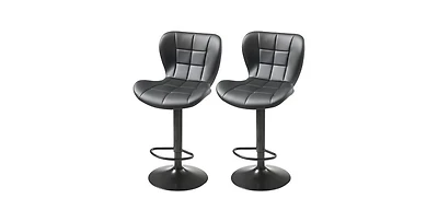 Slickblue Set of 2 Adjustable Swivel Pu Leather Counter Bar Stools