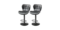 Slickblue Set of 2 Adjustable Swivel Pu Leather Counter Bar Stools