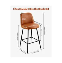 Slickblue Set of 3 27 Inch Pu Leather Swivel Counter Height Bar Stools