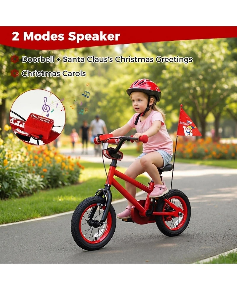 Hongge 12-Inch Metal Kids Bike with Safety Flag and Training Wheels, Ages 3+