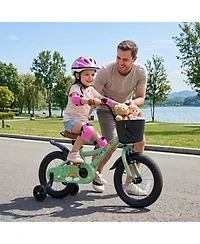 Hongge 14-Inch Adjustable Girls' Bicycle with Training Wheels, 110 lbs Capacity, Ages 3-5
