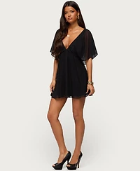 Edikted Womens Rosalee Chiffon Babydoll Mini Dress