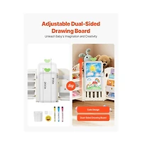 Slickblue Kids Toy Storage Organizer with Bookshelf, 10 Bins and Drawing Board