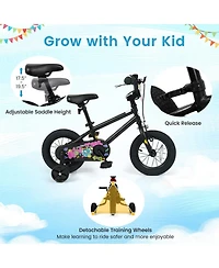 Hongge 12-Inch Removable Training Wheels Kids Bike, 110 lb. Capacity, Ages 3-4