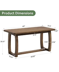 Tribesigns Solid Wood Dining Table for 4-6 People, 63 Inch Dining Room Table with Safely Rounded Corners and U-Shaped Trestle Base
