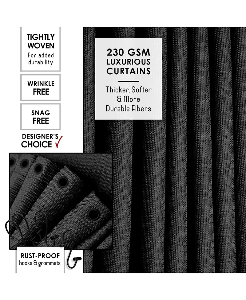 Clara Clark Complete Burlap Texture Polyresin Bathroom Decor and Accessory Set with Shower Curtain