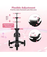 Hongge 4-in-1 Foldable Toddler Trike with Parent Push Handle, 55 lbs Capacity, Ages 18 Months–5 Years