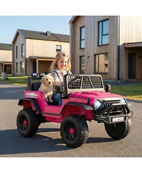 Hongge 24V Kids Ride-On Car with Remote Control, Led Lights and Music, Up to 66 lbs, Ages 3+