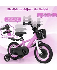 Hongge 12-Inch Kids Bike with Training Wheels and Adjustable-Handlebar, Ages 3-4