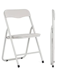 homfan Kids Folding Table and Chair Set, 4 Chairs and 1 Table, Pu Upholstered Seats, Iron Frame, Space Saving Design for Eating, Reading, and Play