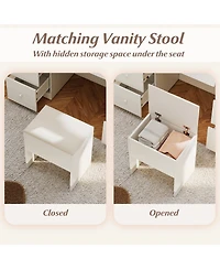 Slickblue Vanity Desk with Mirror and Lights Makeup Table and Stool Set