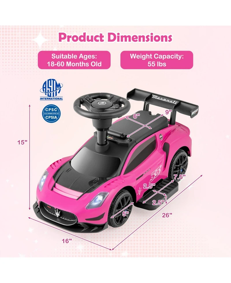 Hongge Electric Foot-Pedal Ride-On Car, 26"L x 16"W x 15"H, 55 lbs Capacity, Ages 18 Months to 5 Years