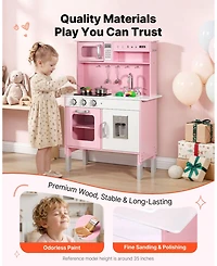 Hongge Nordic Wooden Interactive Play Kitchen Playset, Ages 3+