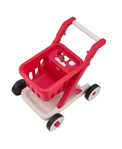 Hongge Scan and Sort Kids Shopping Cart with Pretend Food Light-Up Scanner and Adjustable Handle Ages 2 Plus