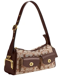 Coach Originals Signature Jacquard Small Turn-Lock Haversack Handbag 27