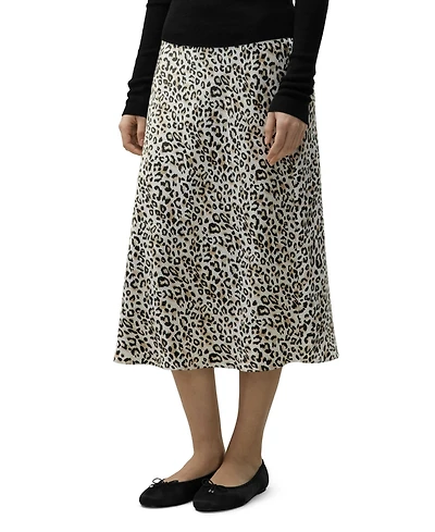 Lilysilk Women's Leopard Print Bias-Cut A-Line Midi Silk Skirt