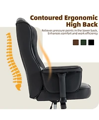 Dyhome Traditional Faux Leather Executive Office Chair with Adjustable Armrests and Lumbar Pillow