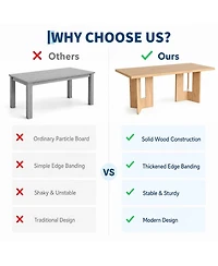 homfan 78'' Large Rectangular Dining Table for 6-8 People, Double Pedestal Base Kitchen Table Easy-Clean Table Top for Multi-Purpose Indoor Use
