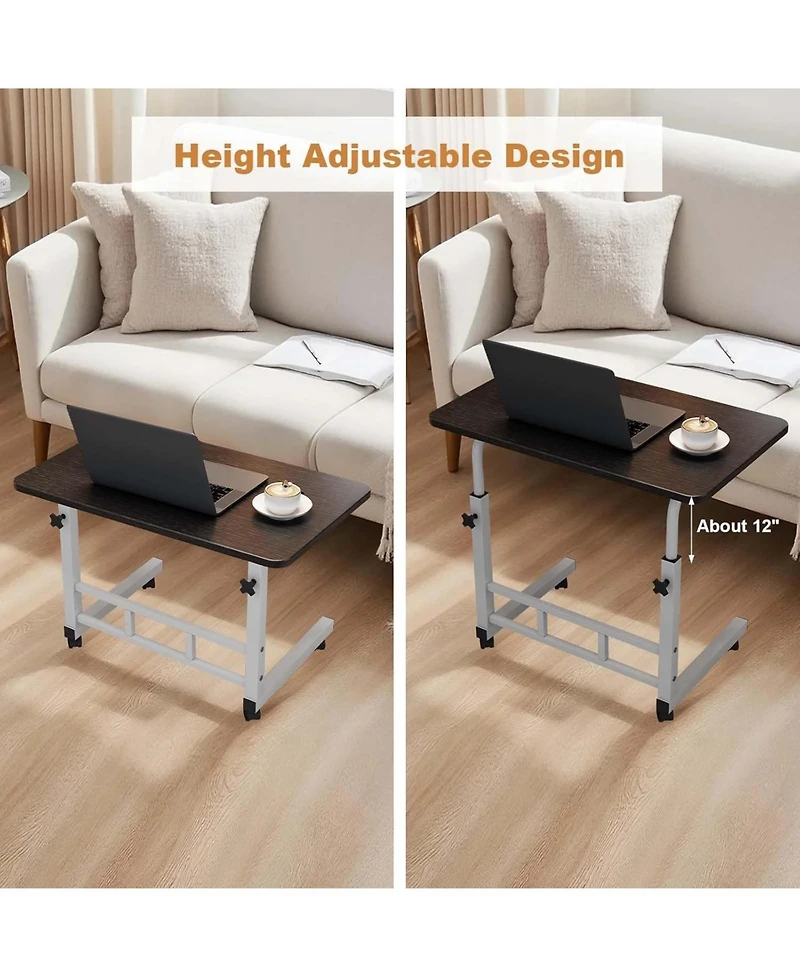 Gaomon Adjustable Height Lift Desk – Mobile Bedside Table for Laptop, Simple Computer Desk for Bedroom and Dorm, Easy Moving, 80x40cm