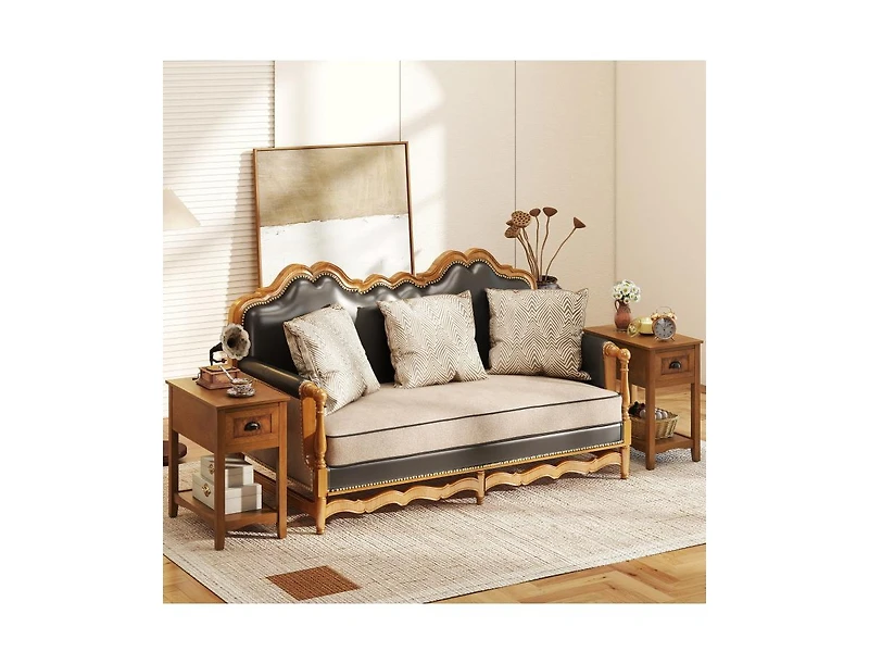 Set Of 2 Contemporary Side End Table with Drawer