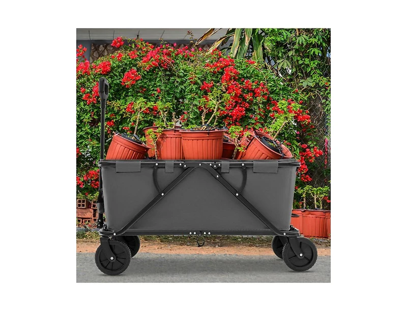 Mountaintop Collapsible Folding Wagon Cart with Adjustable Handlebar