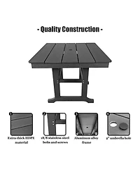 Innovaze 5-Piece Hdpe Weather Resistant Patio Dining Set, Poly Lumber Table and Chairs with Umbrella Hole for Outdoor Garden Yard Lawn (Slat)