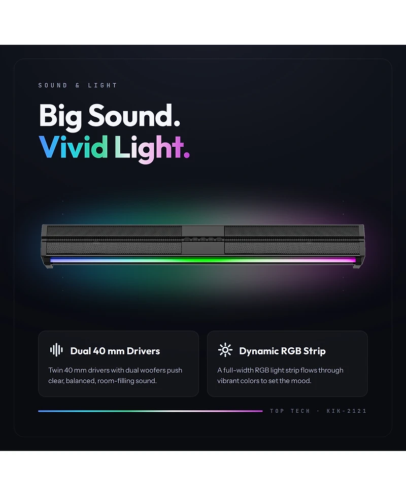 Top Tech Kik-2121 24-Inch Portable Bluetooth Soundbar with Rechargeable Battery